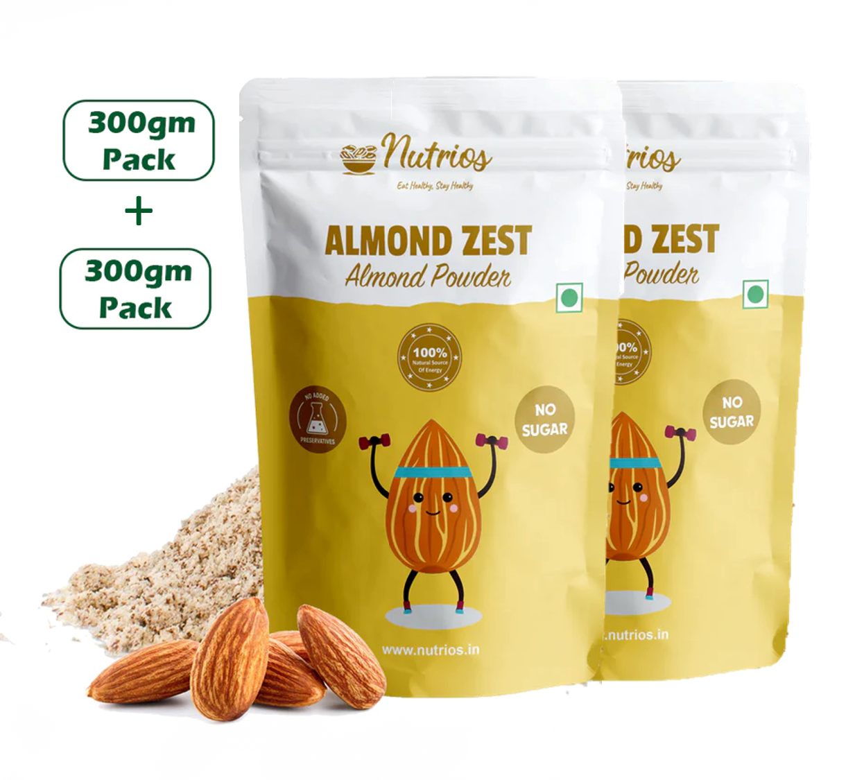 Nutrios Almond Powder -Pack of 2 (300g + 300g)